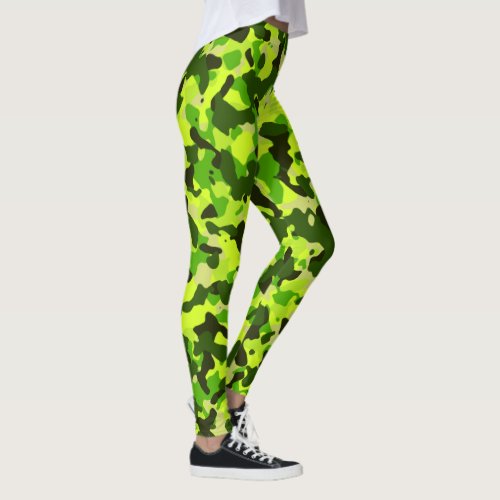 Neon Green camouflage Pattern Gym Yoga Leggings