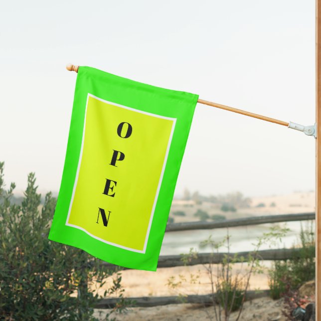 Neon Green Chartreuse Yellow Open Sign Custom (Insitu (Back))