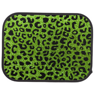 Neon green cheetah print car floor mat