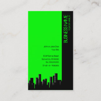 neon green cityscape business card