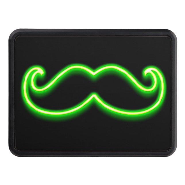 Neon Green Classic Mustache on Hitch Print Tow Hitch Cover (Front)
