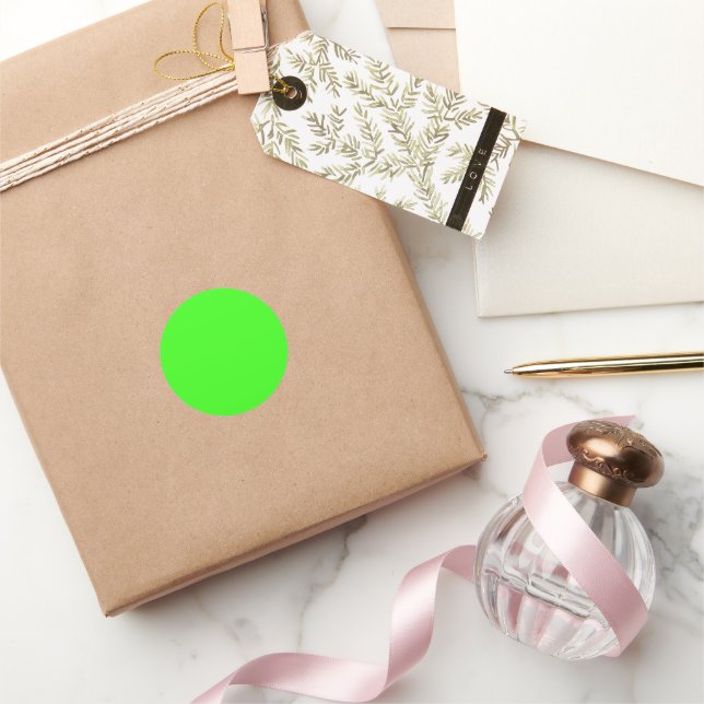 Neon Green Classic Round Sticker (Gifting)