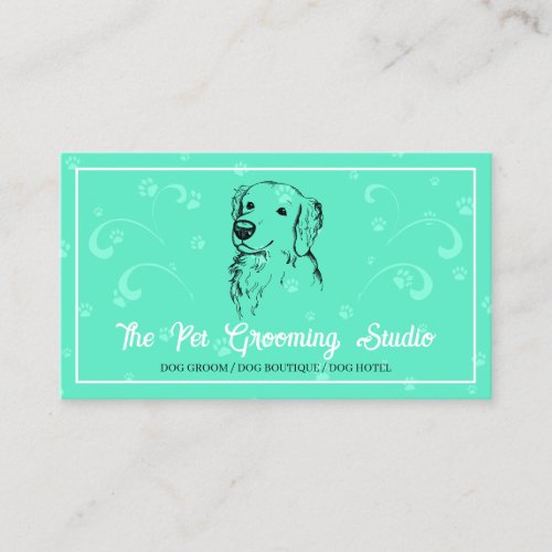 Neon Green Classy Style Pet Dog Golden Retriever Business Card