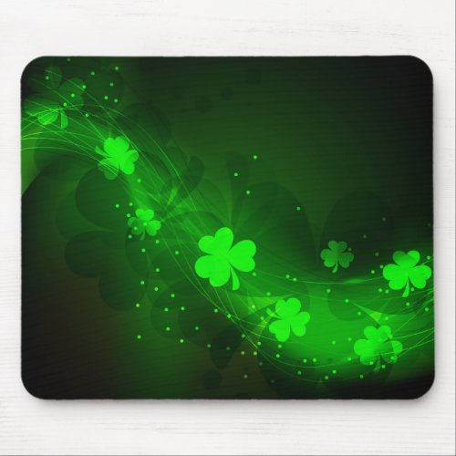 Neon green clover mouse pad