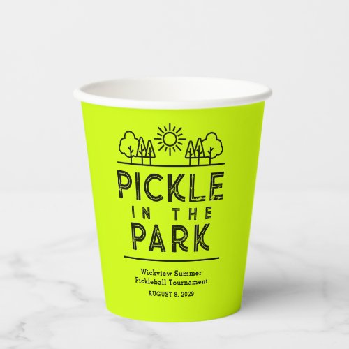 Neon Green Club Tournament Event Pickleball Fun Paper Cups