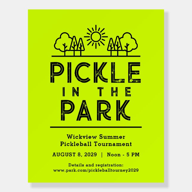 Neon Green Club Tournament Event Pickleball Party Foam Board (Front)