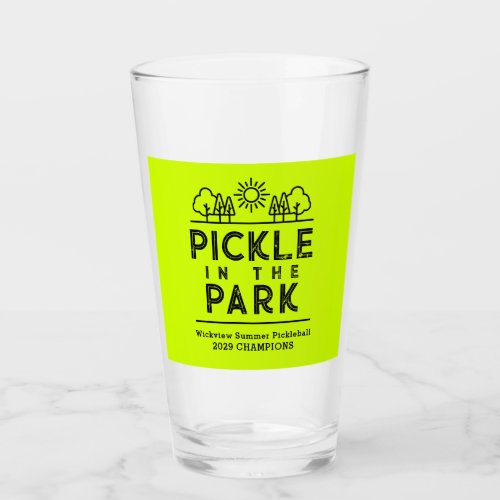 Neon Green Club Tournament Event Pickleball Party Glass