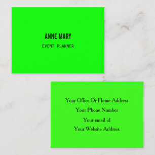 Neon Green Colorful Bright Modern Event Planner Business Card