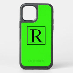 Neon Green Colorful Bright Monogram Initials Cute OtterBox Symmetry iPhone 12 Case