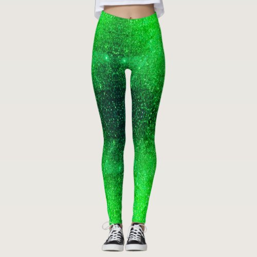 Neon Green Colorful Bright Stylish Glittery Girly  Leggings