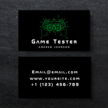Neon Green Controller Joystick Game Tester Gamer   Business Card by LovelyVibeZ at Zazzle