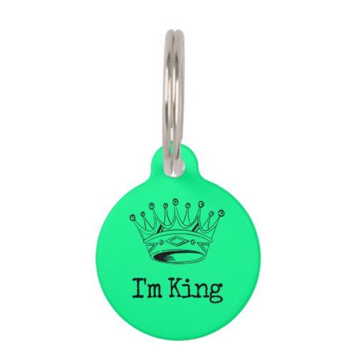 Neon Green Crown King Pet Pet ID Tag