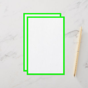 Neon Green Custom Color Border Edges White Trendy Stationery