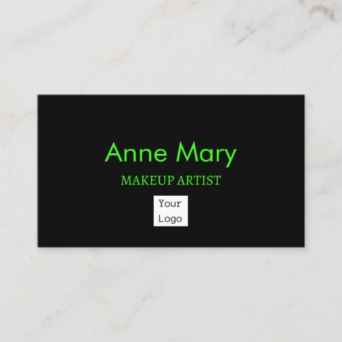 Neon Green Custom Logo Makeup Artist Salon Black Business Card