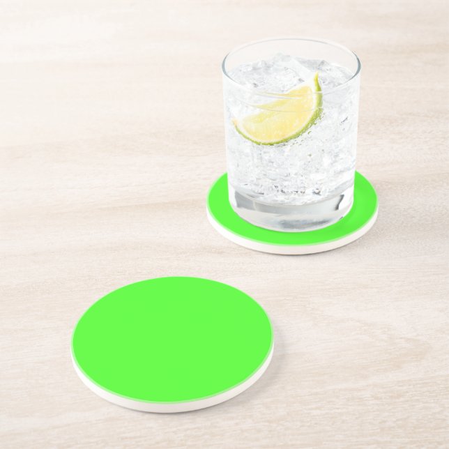 Neon Green Custom Sandstone Coaster (Side)