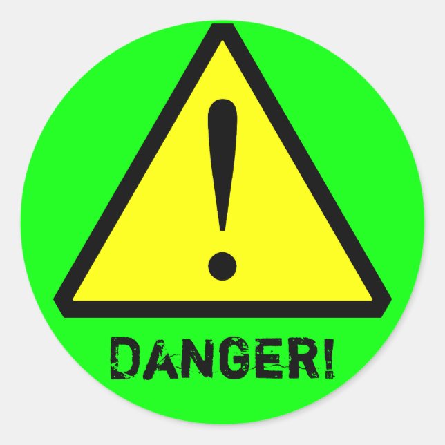 Neon Green Customizable Warning Symbol Sticker (Front)