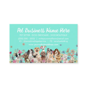 Neon Green Cute Puppies Dogs Business Card