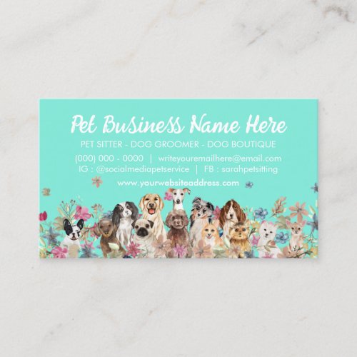 Neon Green Cute Puppies Dogs Business Card