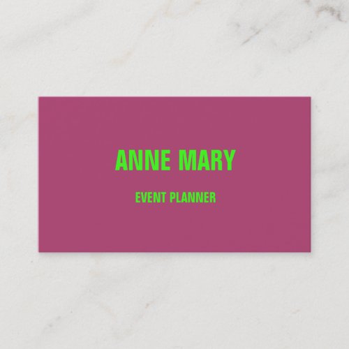 Neon Green Dark Pink Custom Color Bright Colorful Business Card