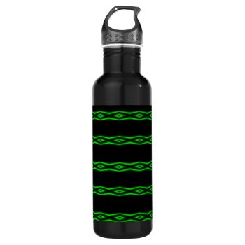 Neon Green Diamond Pattern Stainless Steel Water Bottle by capturedbyKC at Zazzle