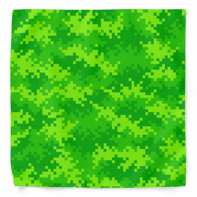 Neon Green Digital Camouflage Pattern Bandana (Front)
