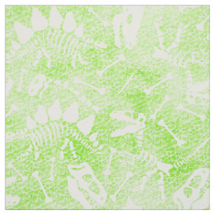 Neon Green Dinosaur Fossil Prehistoric bones Fabric