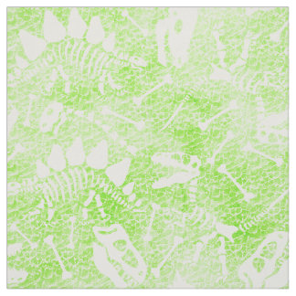 Neon Green Dinosaur Fossil Prehistoric bones Fabric