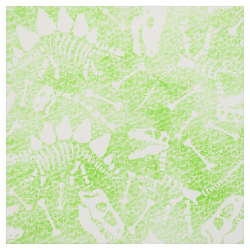 Neon Green Dinosaur Fossil Prehistoric bones Fabric
