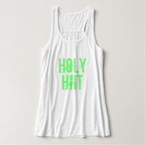 Neon Green Distressed Letters "Holy HIIT" Workout Tank Top