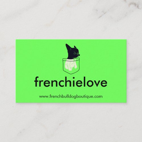 Neon Green Dog Puppy Pocket Cute French Bulldog Business Card