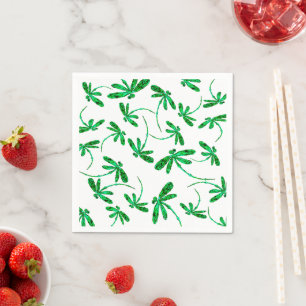 Neon Green Dragonfly Frenzy Napkins