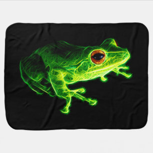 Neon Green Electric Tree Frog - Glowing Animal Des Baby Blanket