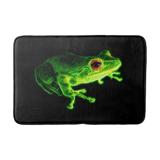Neon Green Electric Tree Frog - Glowing Animal Des Bath Mat