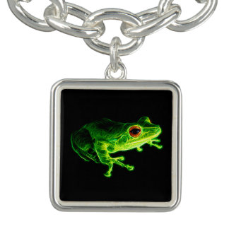 Neon Green Electric Tree Frog - Glowing Animal Des Bracelet