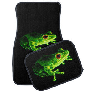 Neon Green Electric Tree Frog - Glowing Animal Des Car Floor Mat