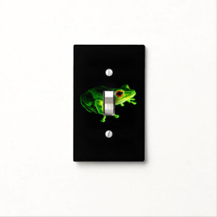 Neon Green Electric Tree Frog - Glowing Animal Des Light Switch Cover