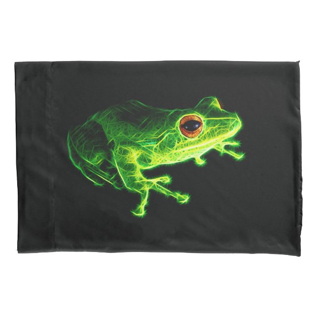 Neon Green Electric Tree Frog - Glowing Animal Des Pillow Case (Front)