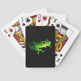 Neon Green Electric Tree Frog - Glowing Animal Des Poker Cards