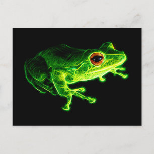 Neon Green Electric Tree Frog - Glowing Animal Des Postcard
