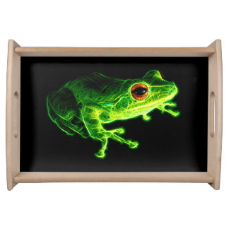 Neon Green Electric Tree Frog - Glowing Animal Des Serving Tray