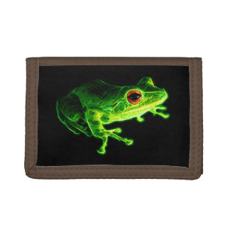 Neon Green Electric Tree Frog - Glowing Animal Des Tri-fold Wallet