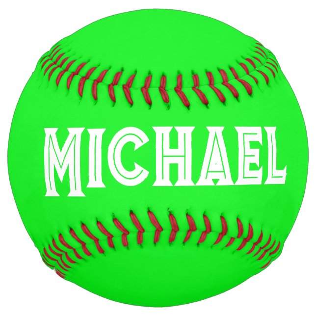 Neon Green Elegant Name Color Plain Bright Softball (Front)