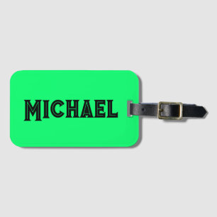 Neon Green Elegant Name Color Travel Bright Luggage Tag