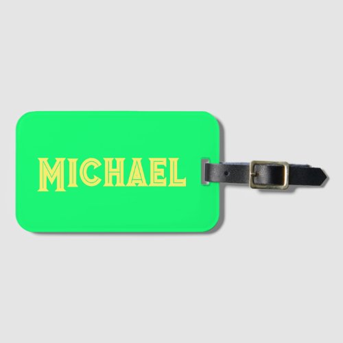 Neon Green Elegant Name Color Travel Bright Luggage Tag