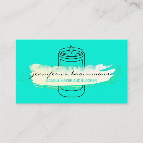 Neon Green elegant simple soy candle Business Card