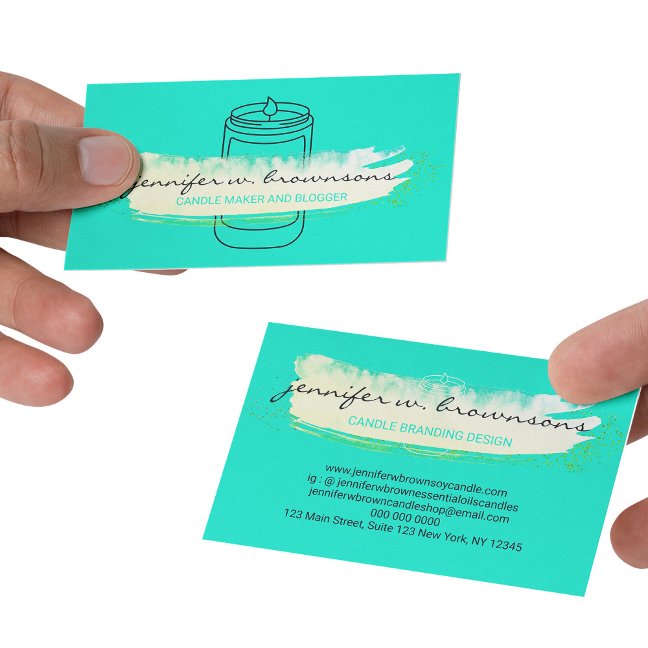 Neon Green elegant simple soy candle Business Card