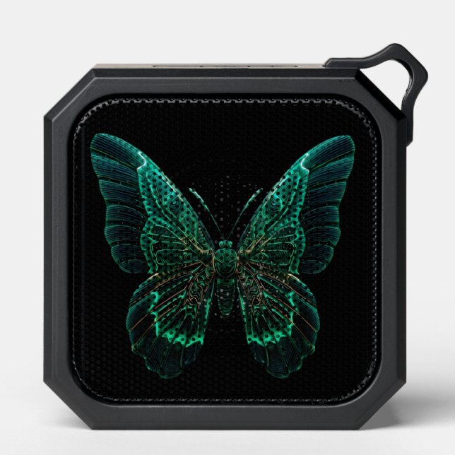 Neon Green Emerald Tech Butterfly Bluetooth Speaker (Front)
