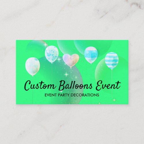 Neon Green Event Party Planner Decor Balloons Calling Card
