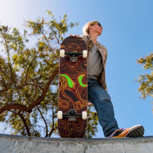 Neon Green Eyes and Dragon Fire  Skateboard