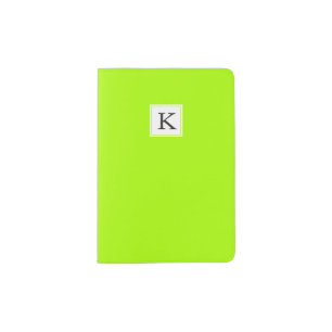  neon green fashion monogram passport holder